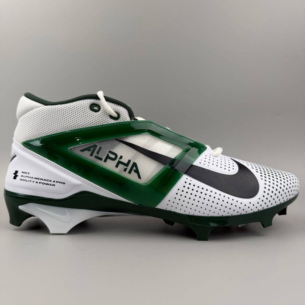 Nike Alpha Menace 4 Pro Football Cleats Men Size 15 White Green FZ7702-106 NEW